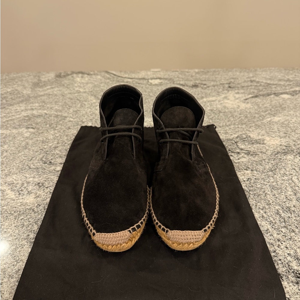 Saint Laurent Black Suede Boots with Espadrille Soles